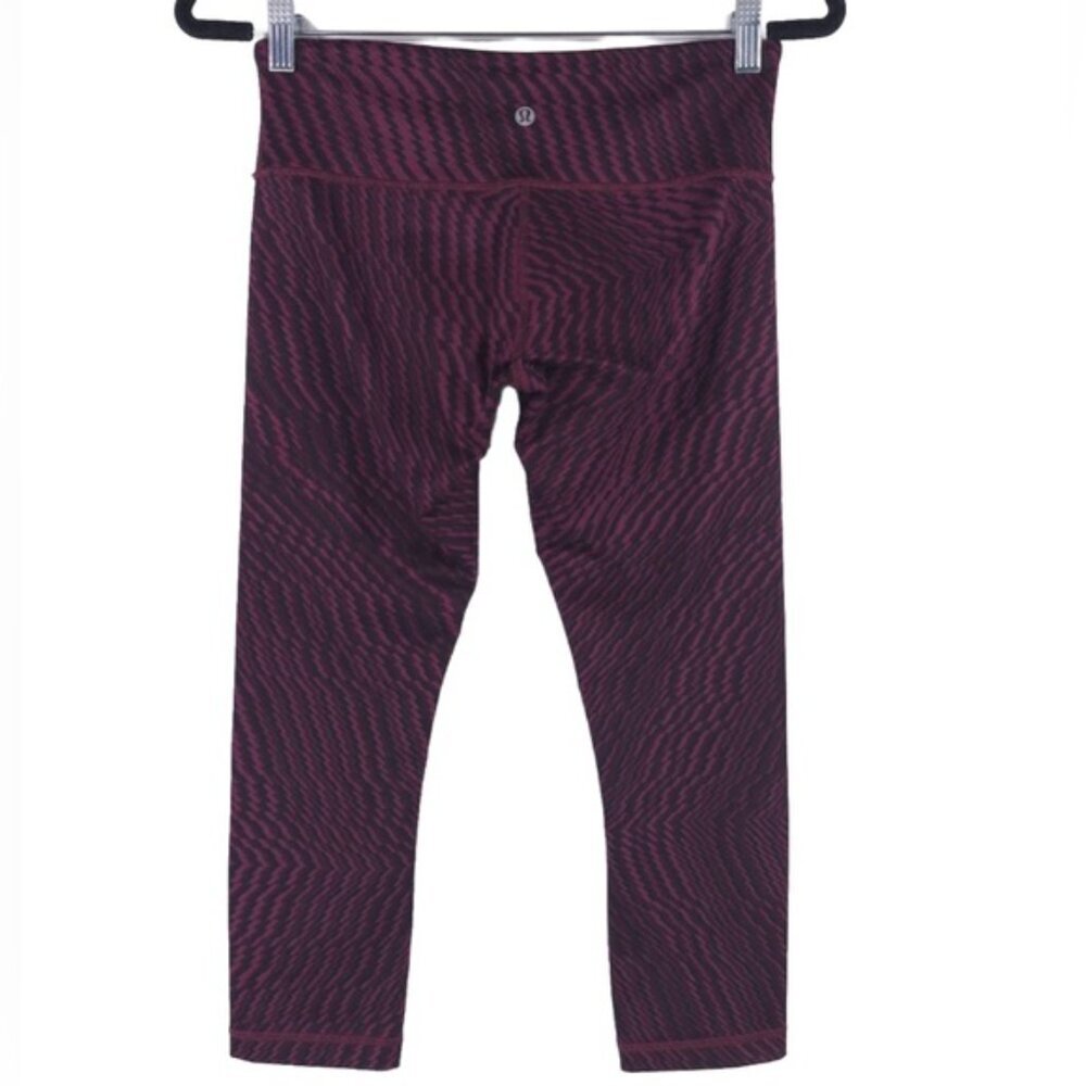 LULULEMON WUNDER Under Crop III Burgundy No Size Tag SMALL 27 Waist 21 Inseam
